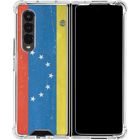 Venezuela Flag Distressed Galaxy Z Fold4 5G Clear Case